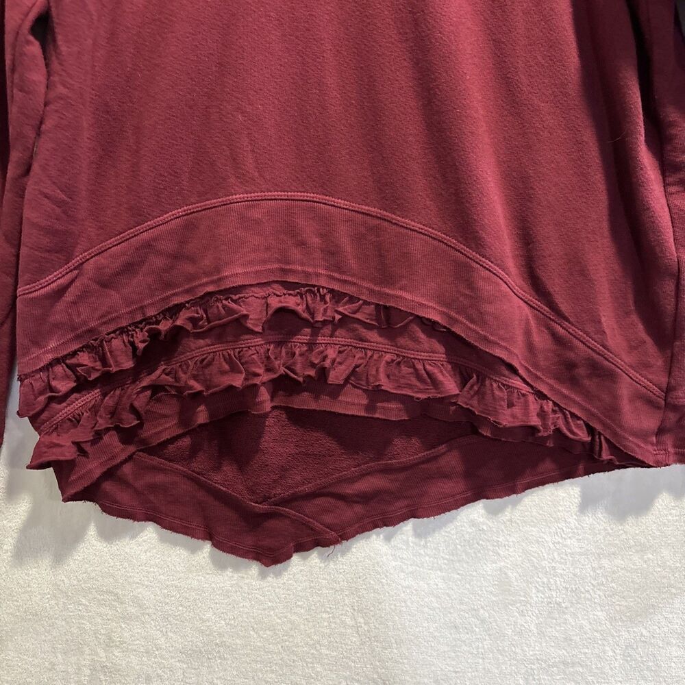 Wilt Ruffle Trim Asymmetrical Sweatshirt Burgundy Women's Size Small Lagenlook - Picture 6 of 14